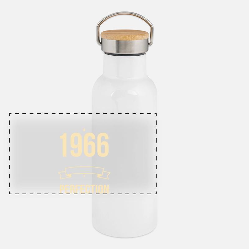 1966 – Perfekt gereift Panorama Thermosflasche mit Bambusdeckel