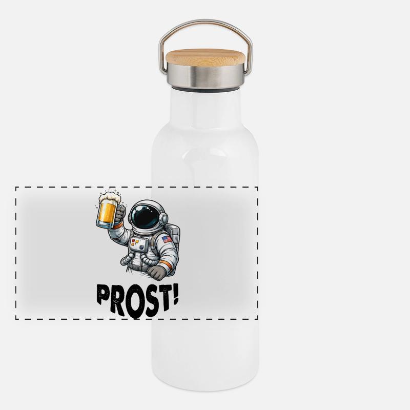 Astronaut mit Bierglas Panorama Thermosflasche mit Bambusdeckel