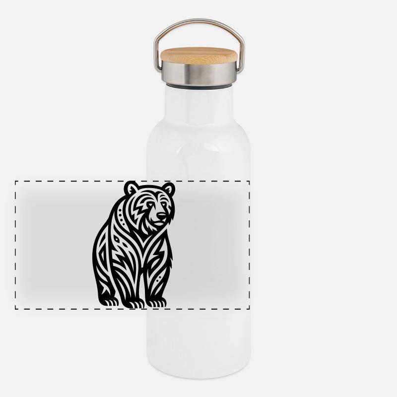 Just a Black Bear #2 / JustN-imal Panorama Thermosflasche mit Bambusdeckel