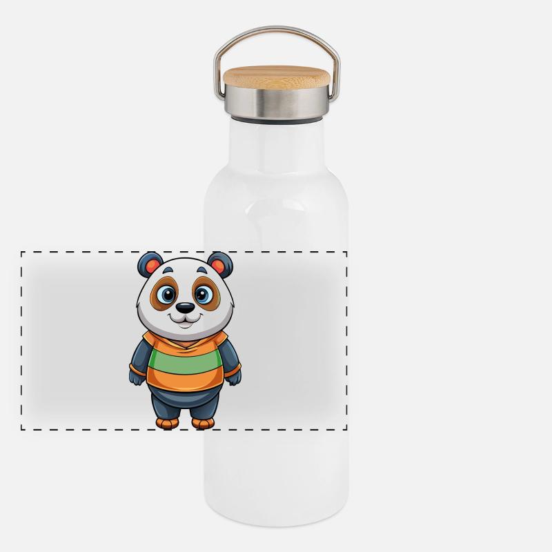 panda Gourde isotherme avec bouchon en bambou