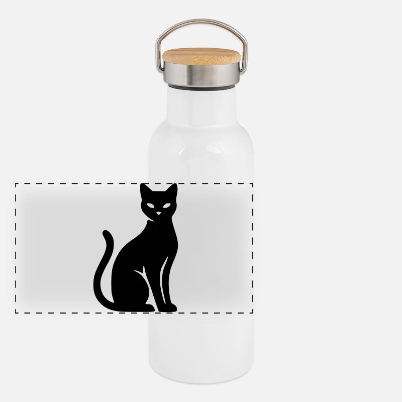 Katze Panorama Thermosflasche mit Bambusdeckel