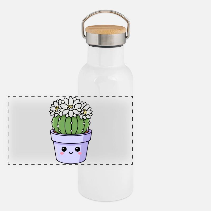 Pot de fleurs de cactus Kawaii Gourde isotherme avec bouchon en bambou