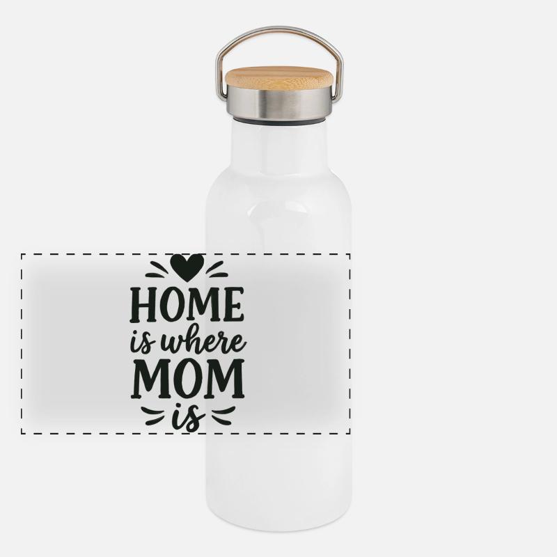 Zuhause ist wo Mama ist – Geschenk Muttertag Panorama Thermosflasche mit Bambusdeckel