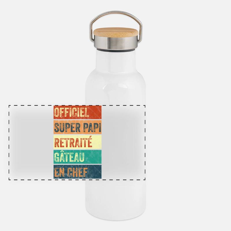 Super Papi Officiel Gourde isotherme avec bouchon en bambou