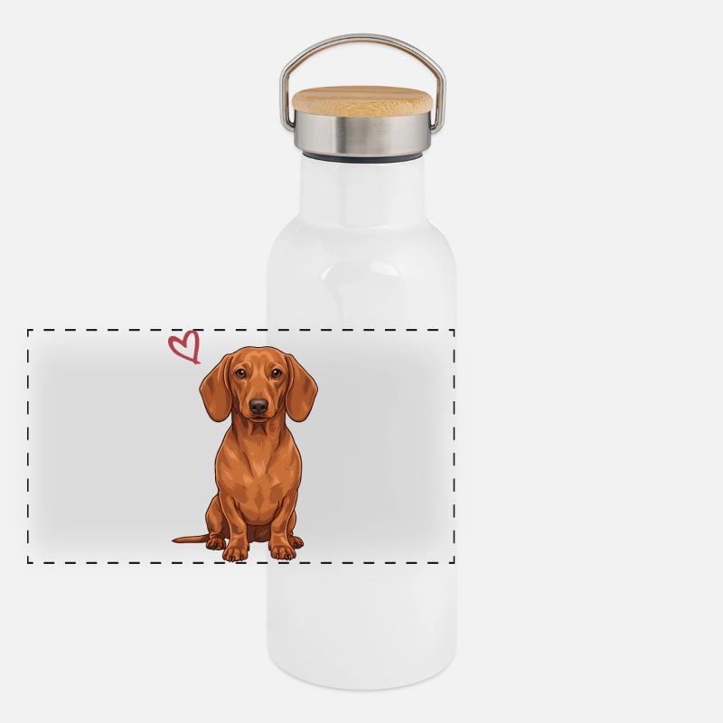 Dackel Panorama Thermosflasche mit Bambusdeckel