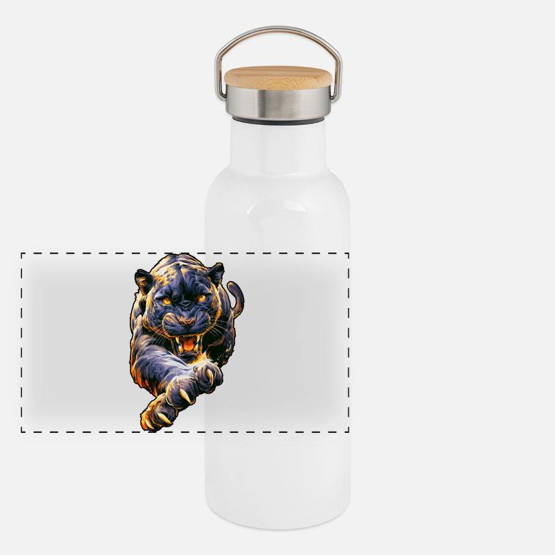 Toller Panther Panorama Thermosflasche mit Bambusdeckel