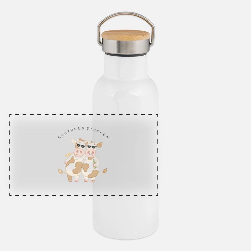 Günther und Steffen Panorama Thermosflasche mit Bambusdeckel