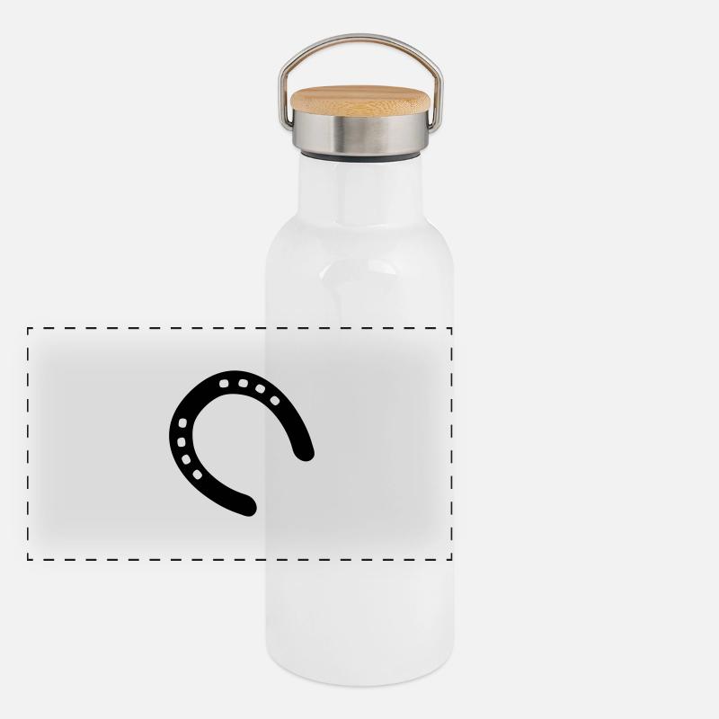 Pferd hufeisen Panorama Thermosflasche mit Bambusdeckel