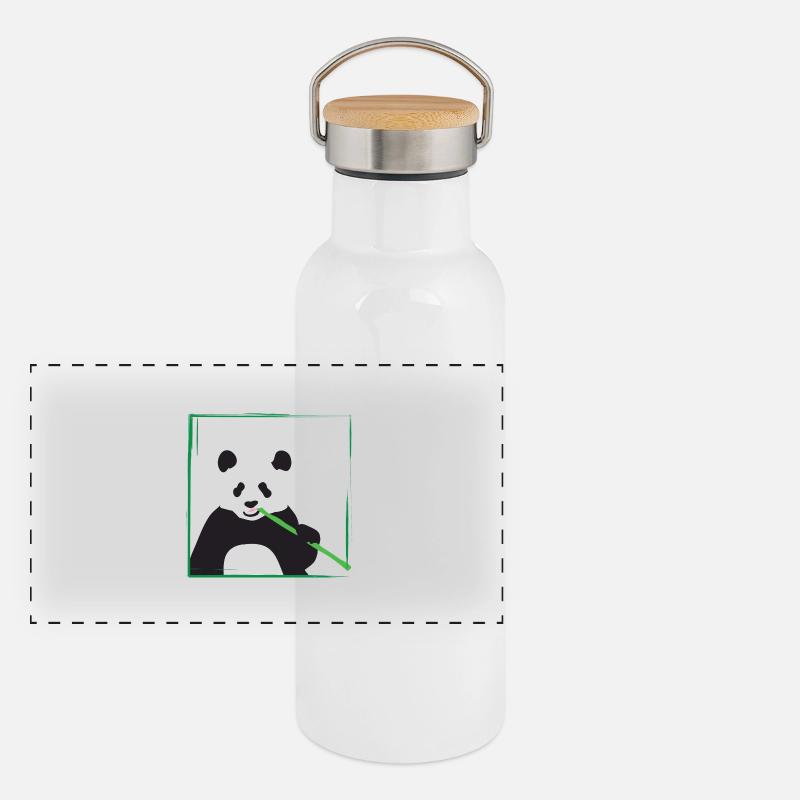 panda Gourde isotherme avec bouchon en bambou