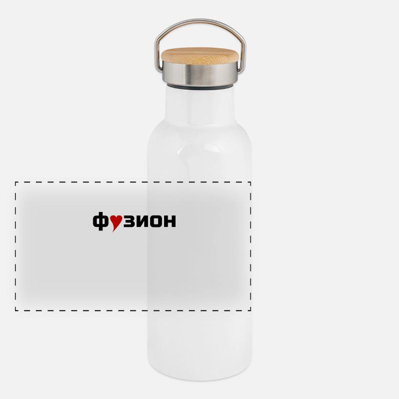 Fusion mit Herz Panorama Thermosflasche mit Bambusdeckel