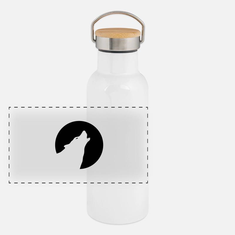 wolf - Gourde isotherme avec bouchon en bambou - blanc