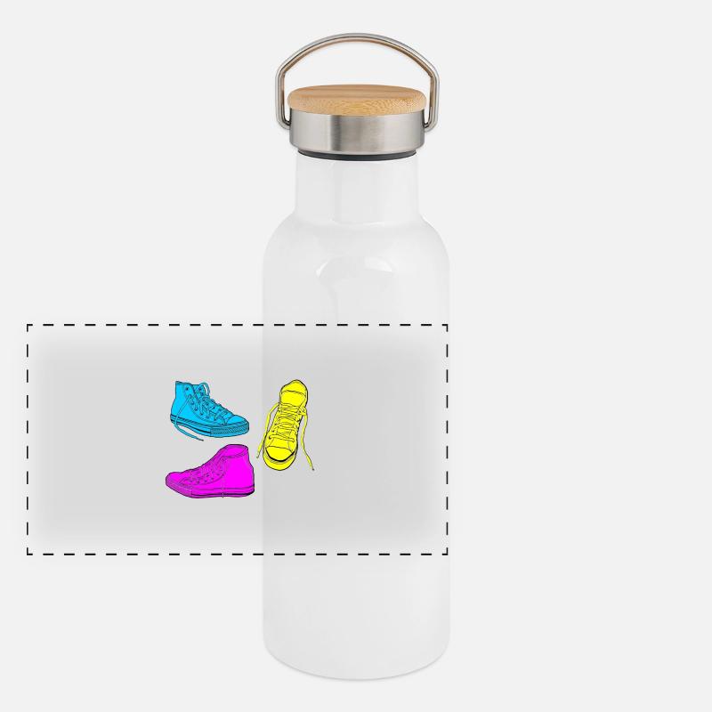 Trainer farbigen Panorama Thermosflasche mit Bambusdeckel