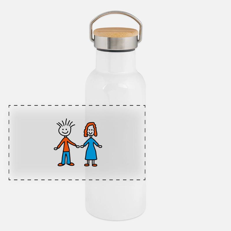 couple Gourde isotherme avec bouchon en bambou