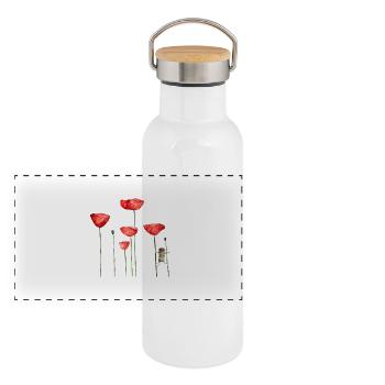 Naughty drôle de souris animaux été pavot - Gourde isotherme avec bouchon en bambou - blanc - Devant