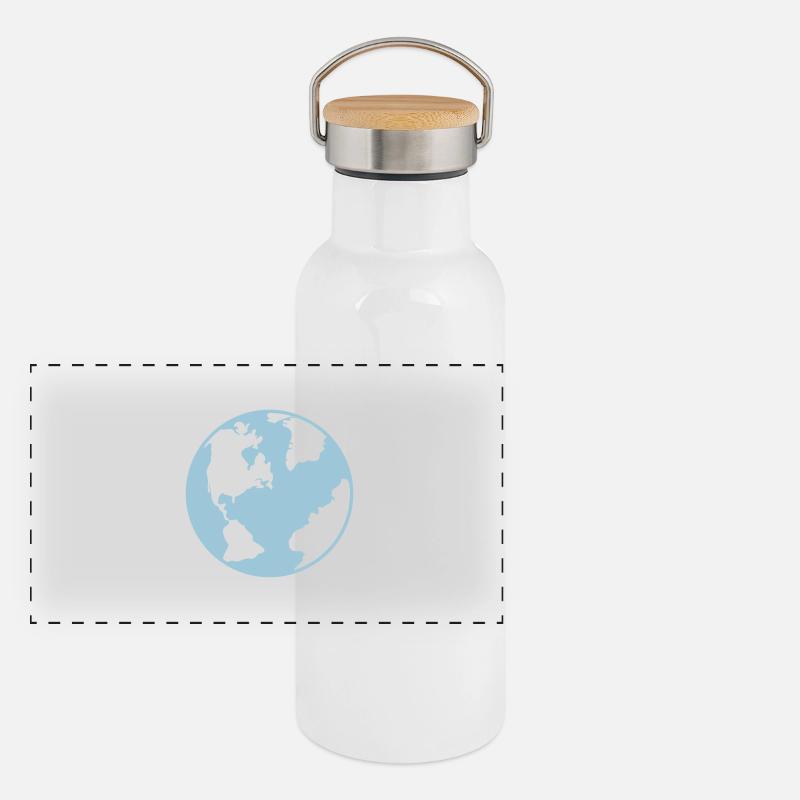 blauer planet - Panorama Thermosflasche mit Bambusdeckel - Weiß
