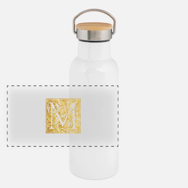 Initials-M Panoramic Thermal Bottle with Bamboo Lid