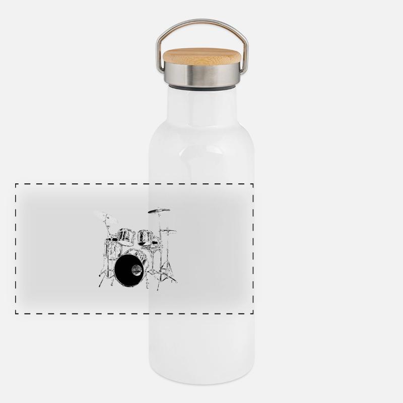 Drums Silber Panorama Thermosflasche mit Bambusdeckel