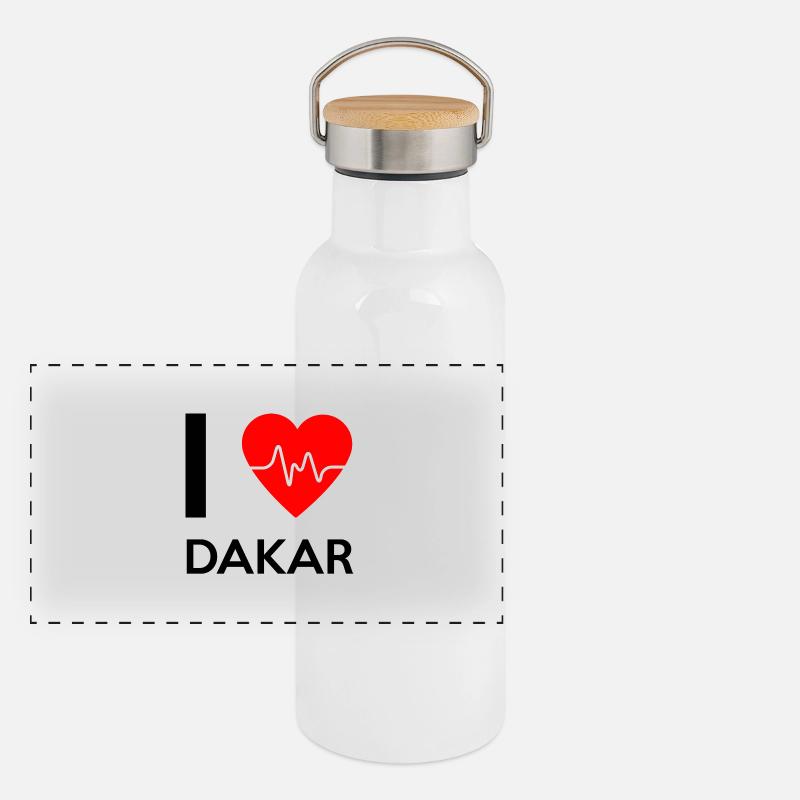 J'aime Dakar - I Love Dakar Gourde isotherme avec bouchon en bambou