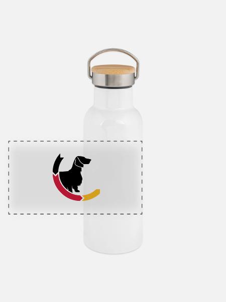 Dachshund longhair 2 Germany 3c - Panoramic Thermal Bottle with Bamboo Lid - white - Front