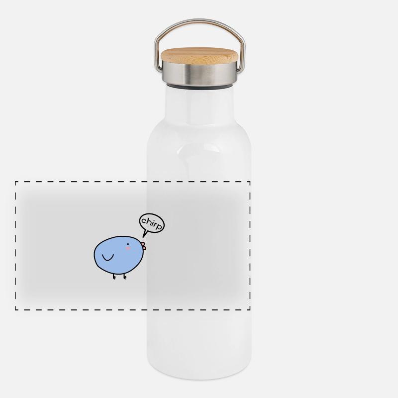 Chirp Bird Comic Panoramic Thermal Bottle with Bamboo Lid