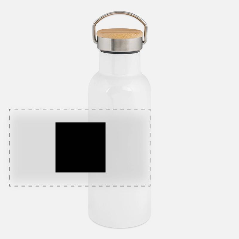 schwarzer würfel Panorama Thermosflasche mit Bambusdeckel