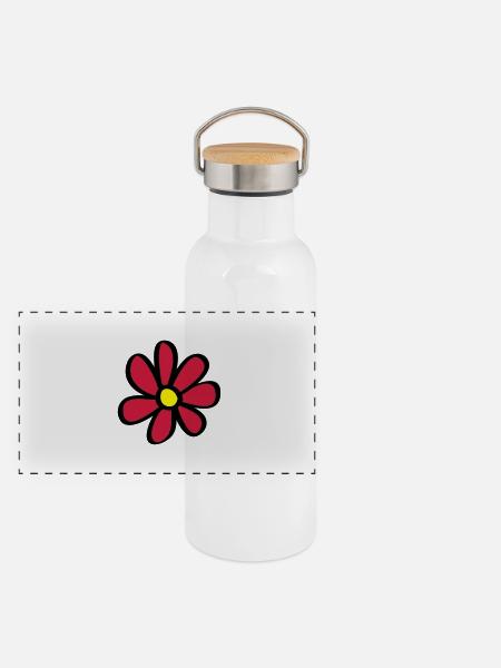 Blume - Panorama Thermosflasche mit Bambusdeckel - Weiß - Vorne