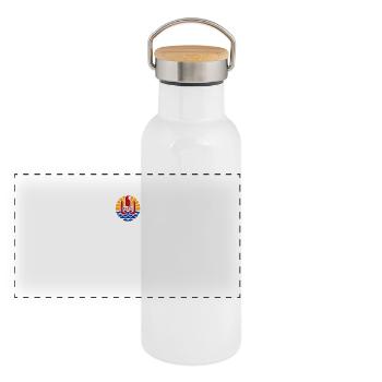 Thérapie Polynésie - Gourde isotherme avec bouchon en bambou - blanc - Devant