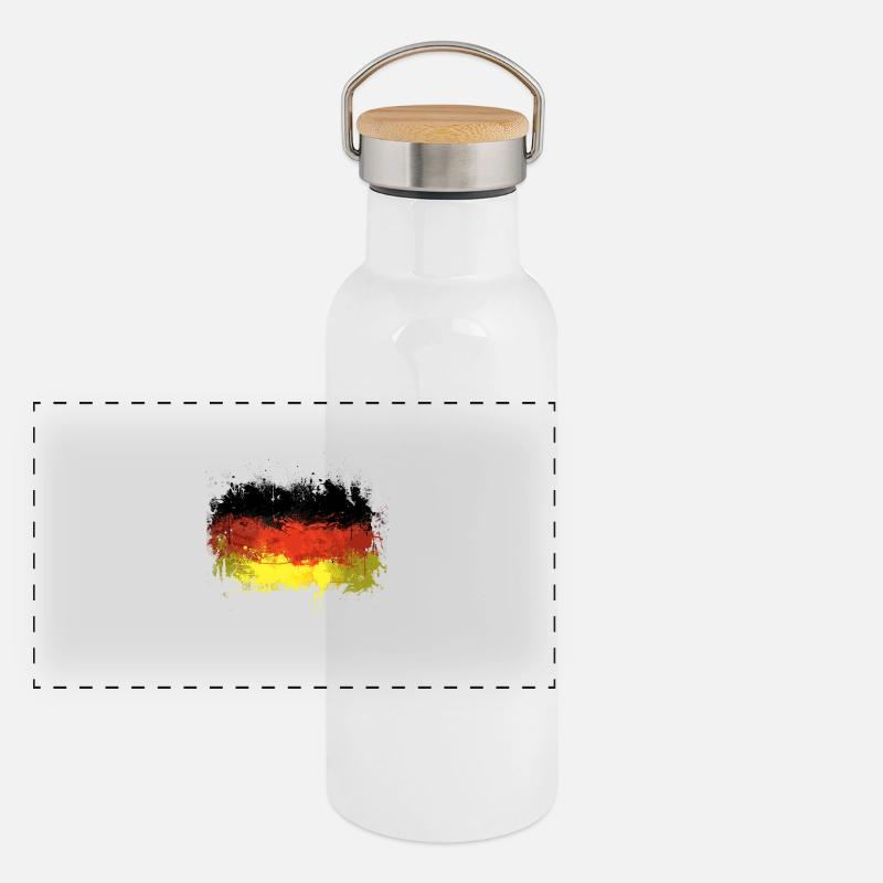 Drapeau allemand Graffiti Gourde isotherme avec bouchon en bambou