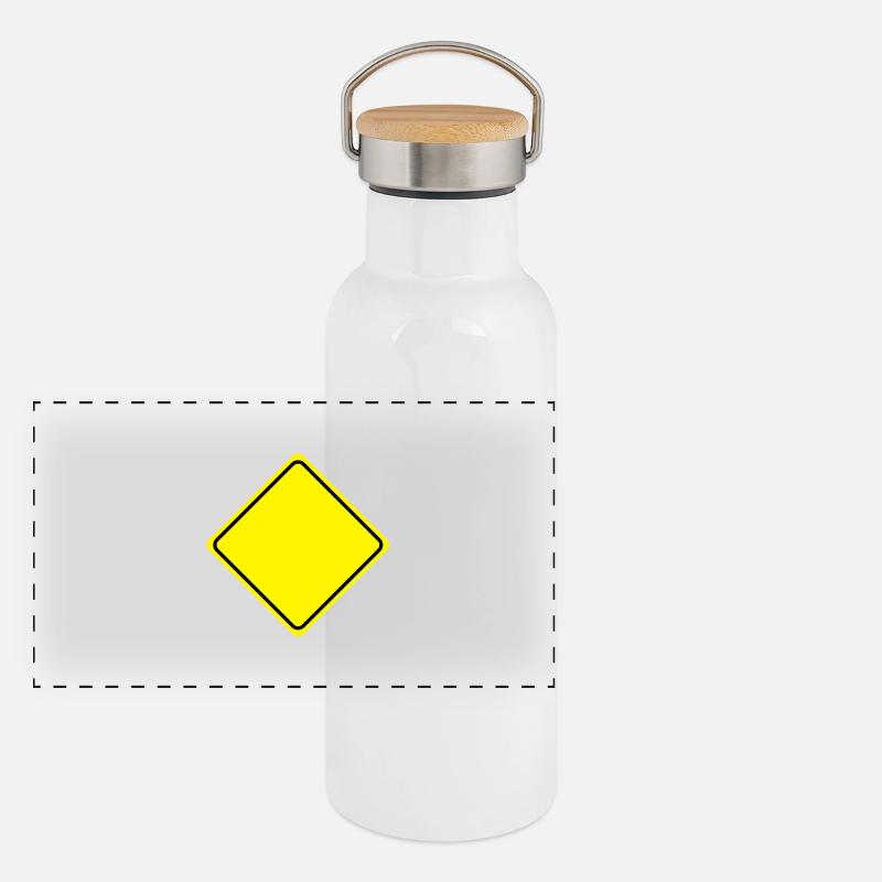 Warnschild Gelb Leer - 2 Farb Vektor Panorama Thermosflasche mit Bambusdeckel
