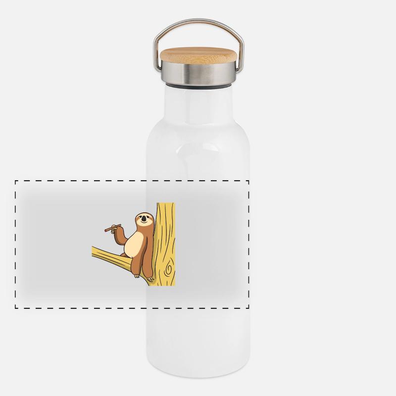 Smoking Sloth Panoramic Thermal Bottle with Bamboo Lid