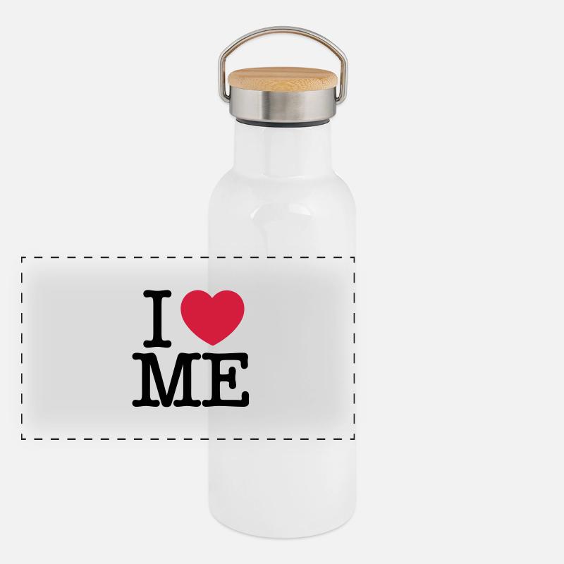 Ich liebe MICH Panorama Thermosflasche mit Bambusdeckel