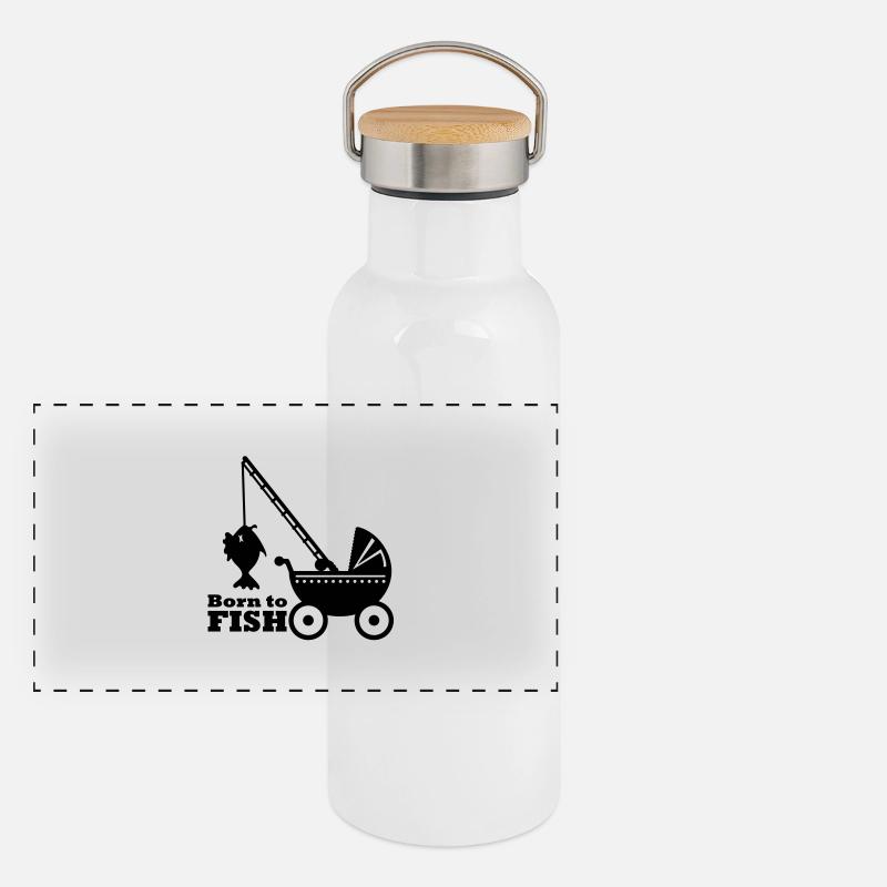 born to fish (landau, 1c) Gourde isotherme avec bouchon en bambou