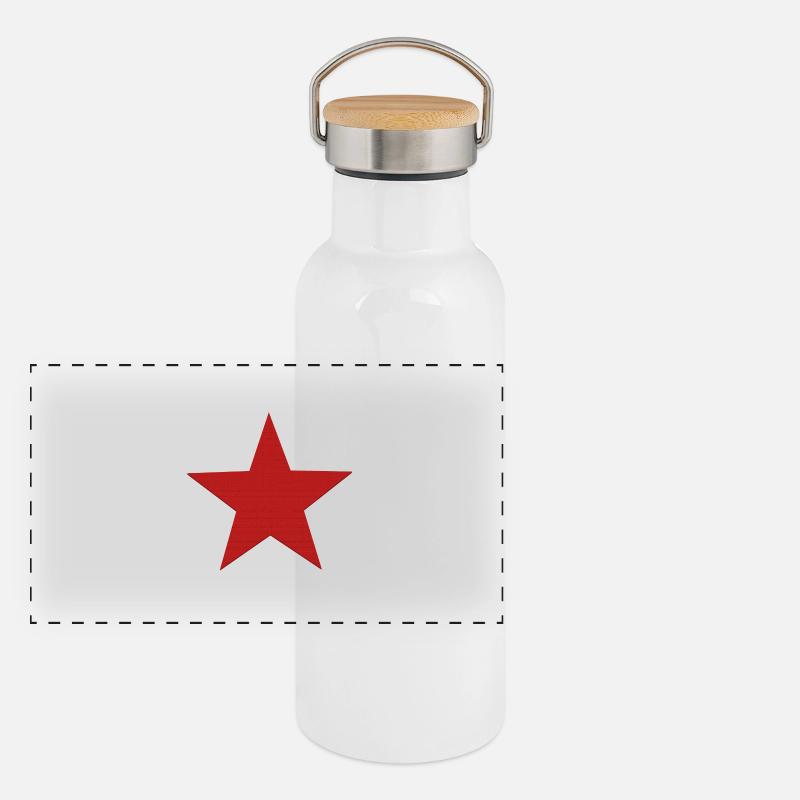 Etoile star red Gourde isotherme avec bouchon en bambou