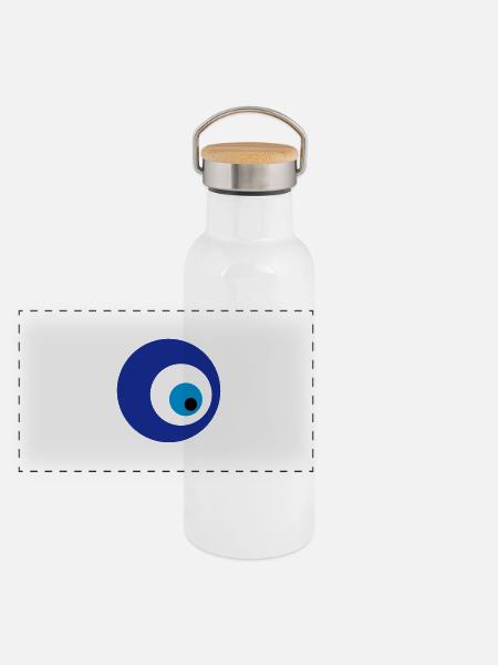 mavi boncuk - Panorama Thermosflasche mit Bambusdeckel - Weiß