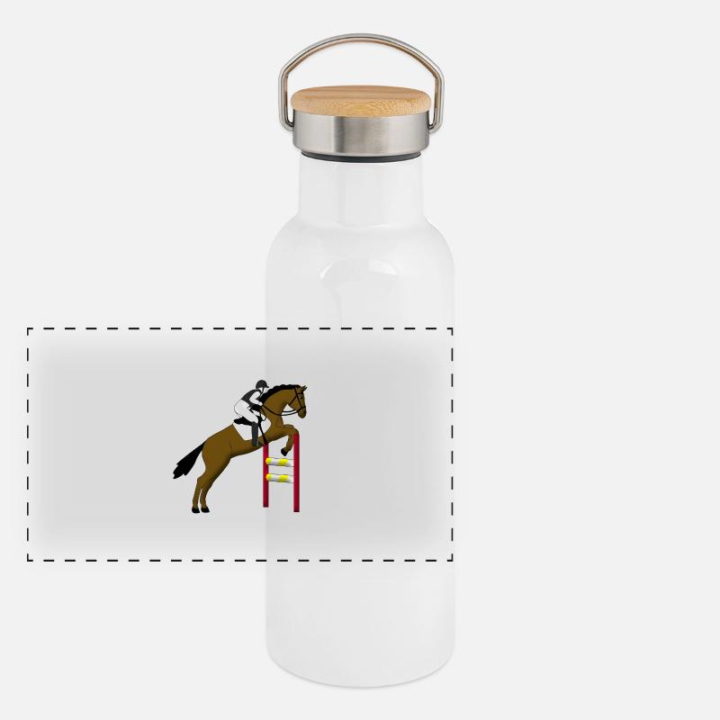 Springreiten 1 Panorama Thermosflasche mit Bambusdeckel