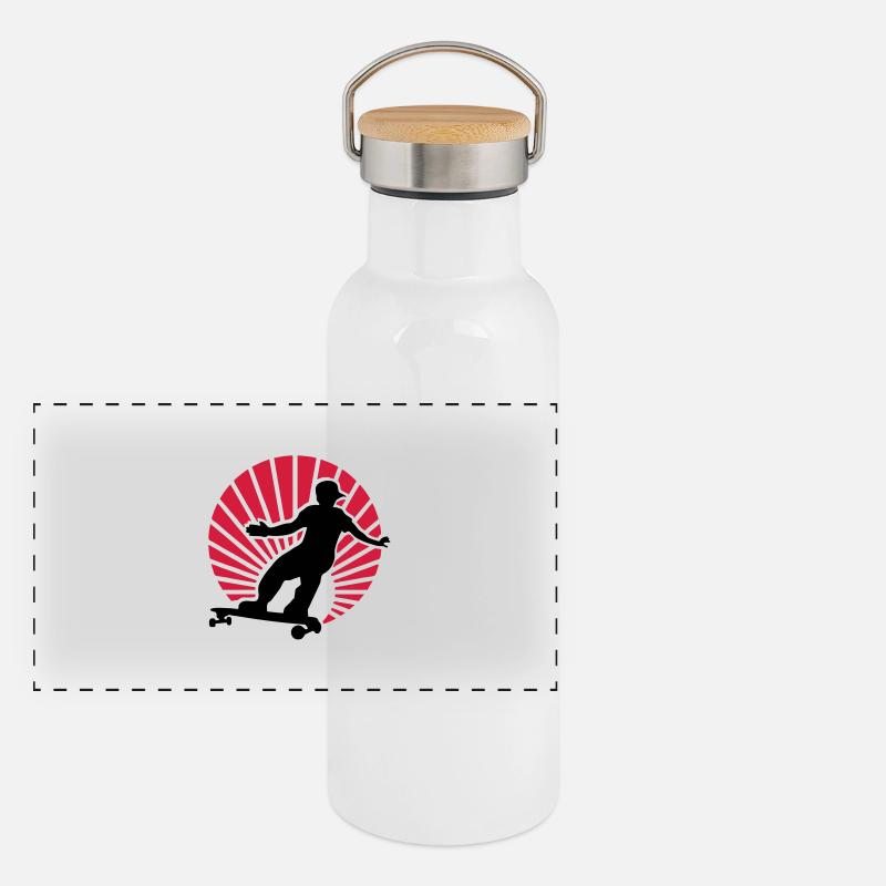 longboard Panorama Thermosflasche mit Bambusdeckel