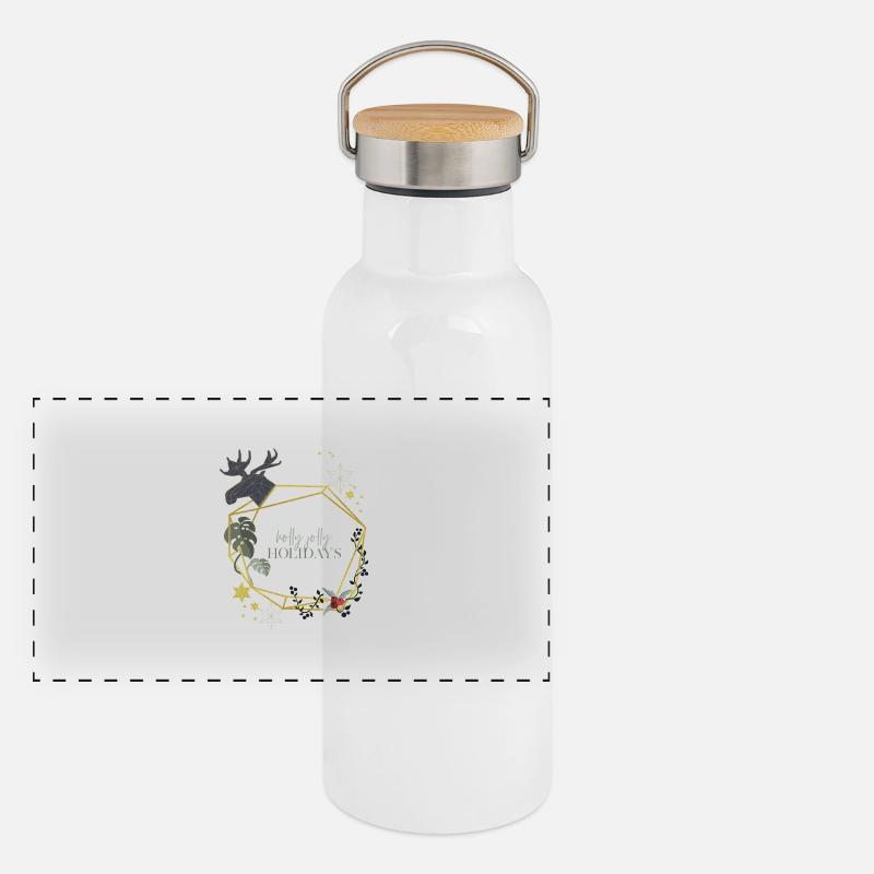 weihnachtskranz Panorama Thermosflasche mit Bambusdeckel