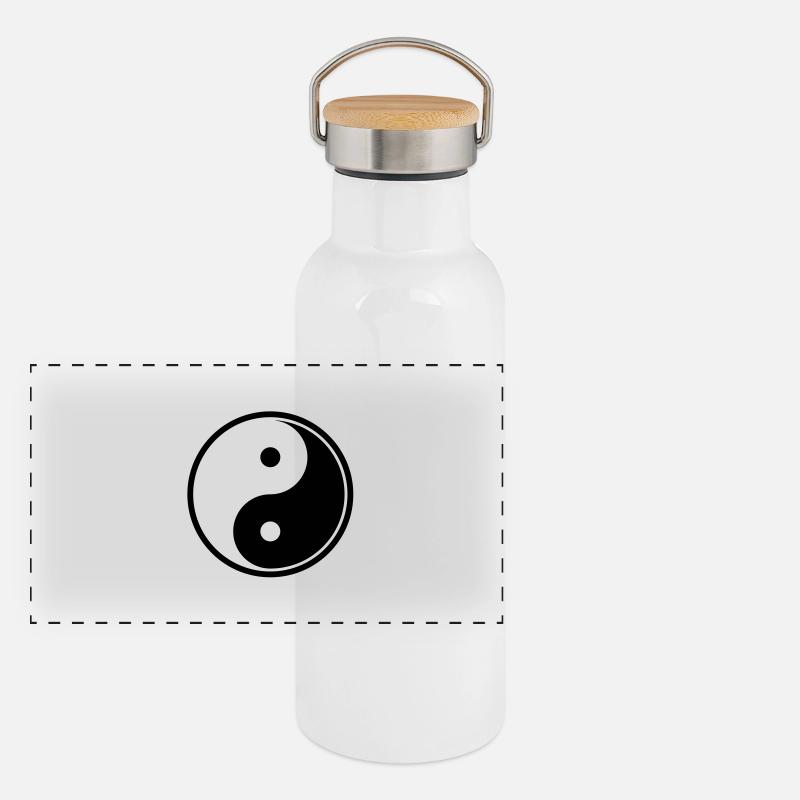 Yin und Yang Panorama Thermosflasche mit Bambusdeckel