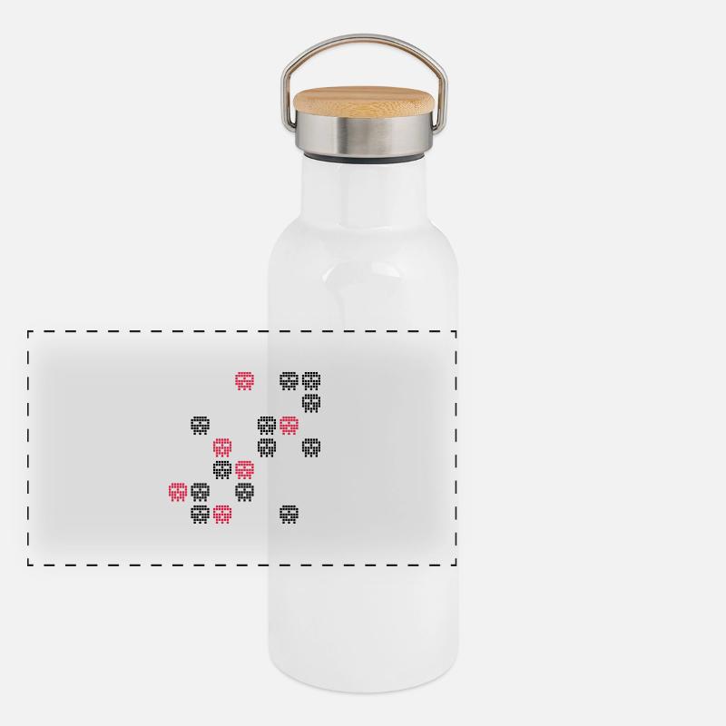 pixel skull game shot Panoramic Thermal Bottle with Bamboo Lid