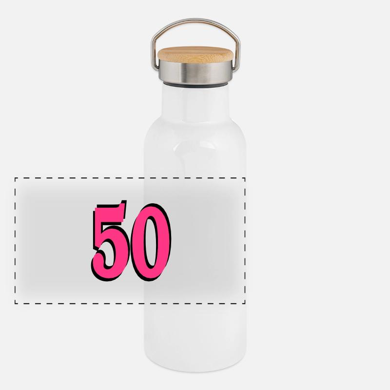 50 Anniversaire Gourde isotherme avec bouchon en bambou