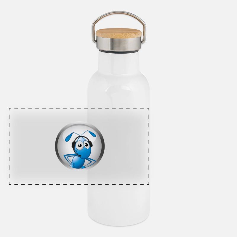 Ant with headset Panoramic Thermal Bottle with Bamboo Lid