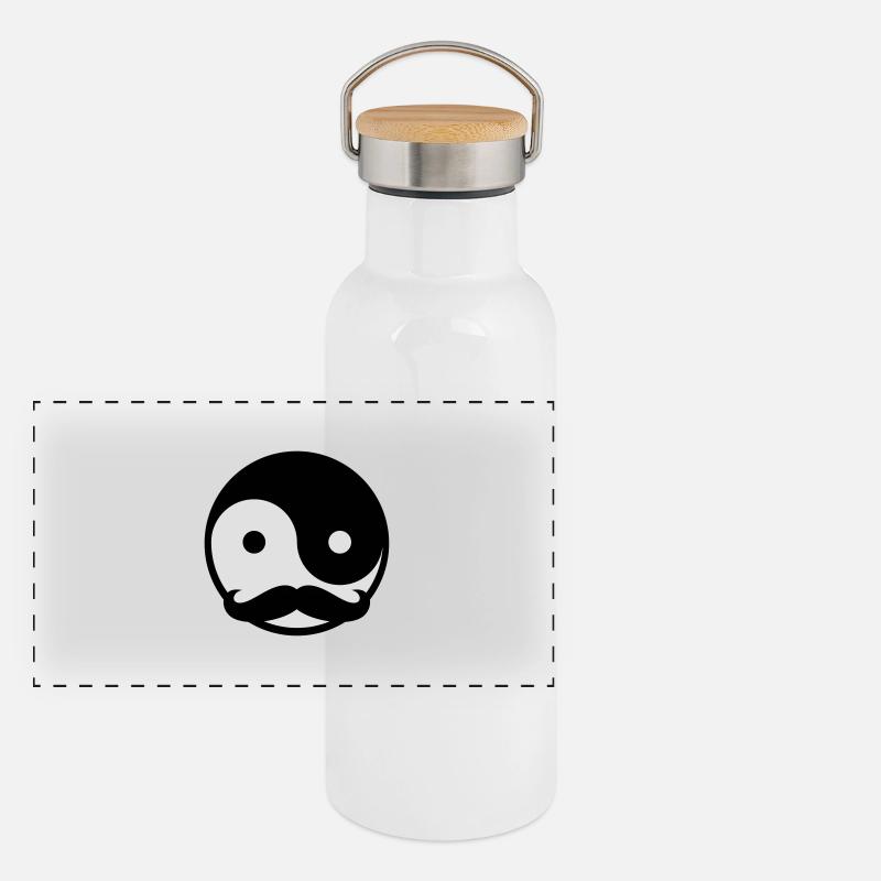 Mustache Yin Yang Gourde isotherme avec bouchon en bambou