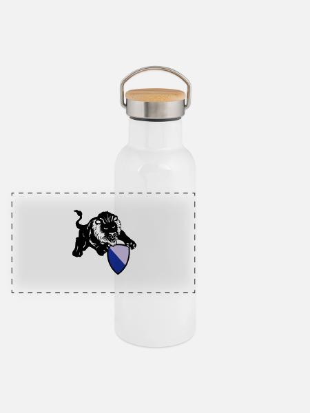 zürich löwe - Panorama Thermosflasche mit Bambusdeckel - Weiß