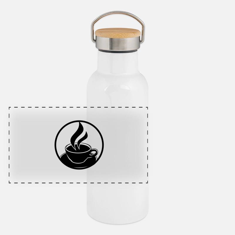Coffee Cup Logo Panorama Thermosflasche mit Bambusdeckel
