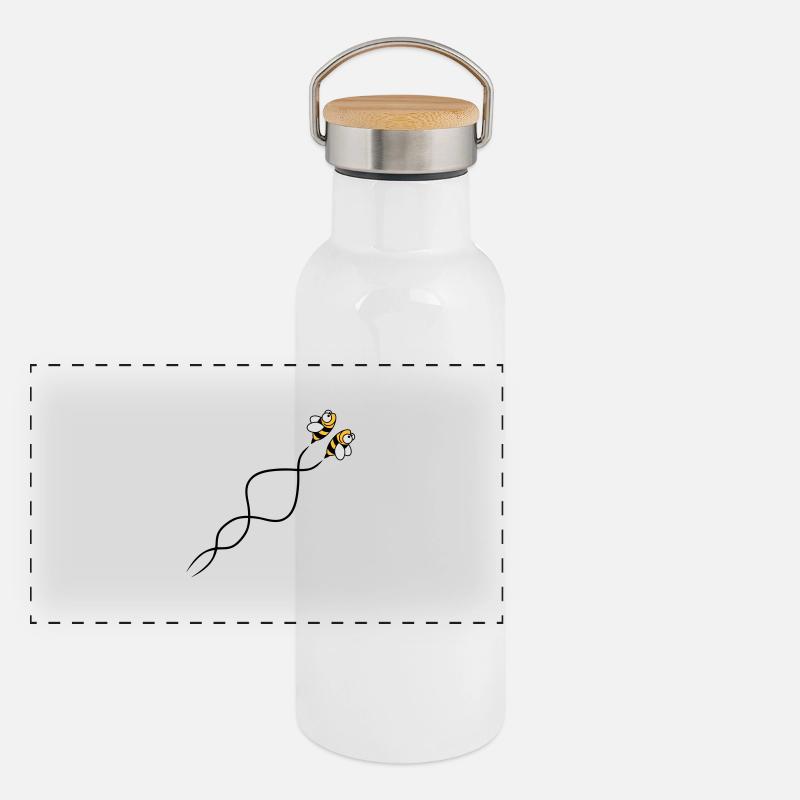 Bees Panorama Thermosflasche mit Bambusdeckel