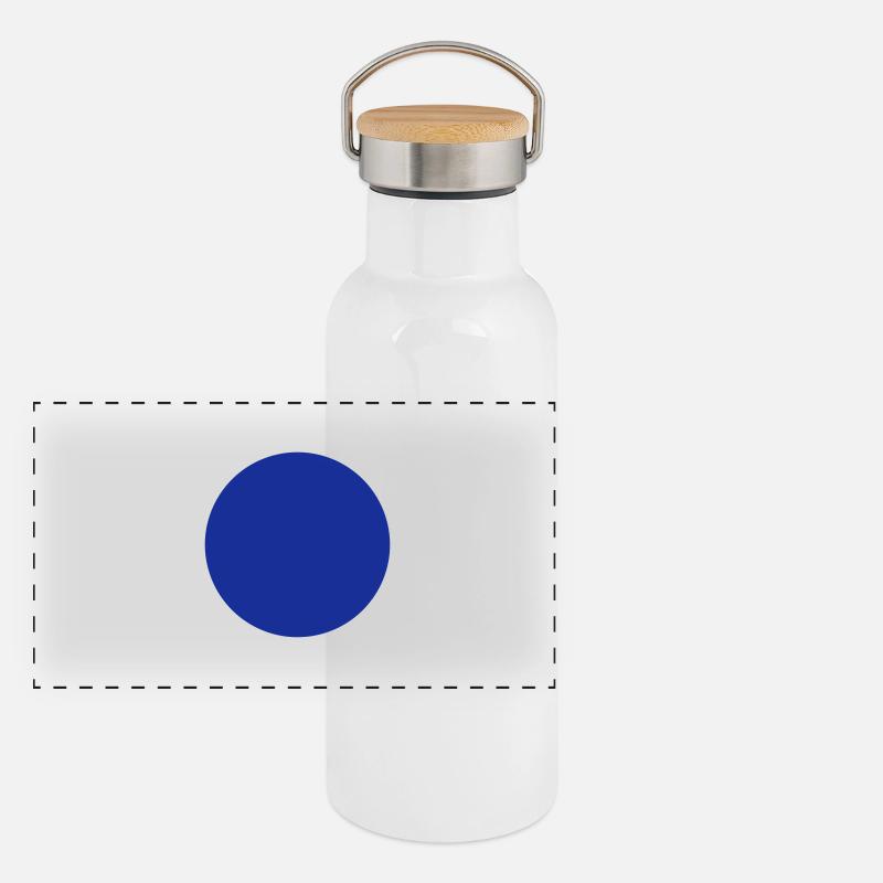 A blue circle Panoramic Thermal Bottle with Bamboo Lid
