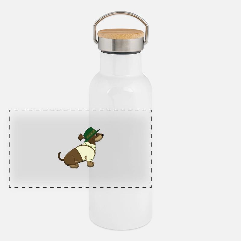 bayerischer Dackelbua Panorama Thermosflasche mit Bambusdeckel
