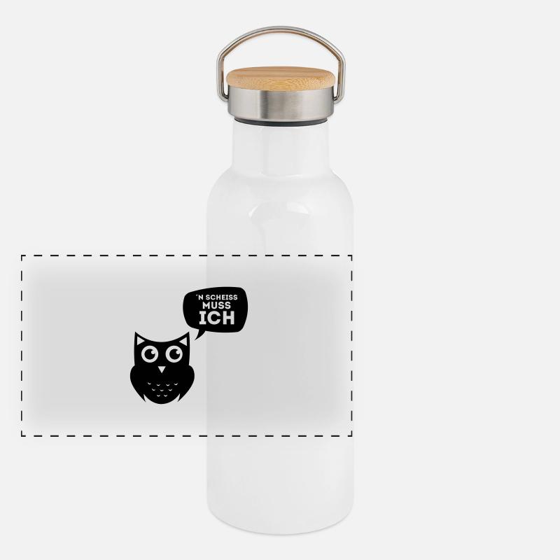 N SCHEISS MUSS ICH - EULENSHIRT Panorama Thermosflasche mit Bambusdeckel