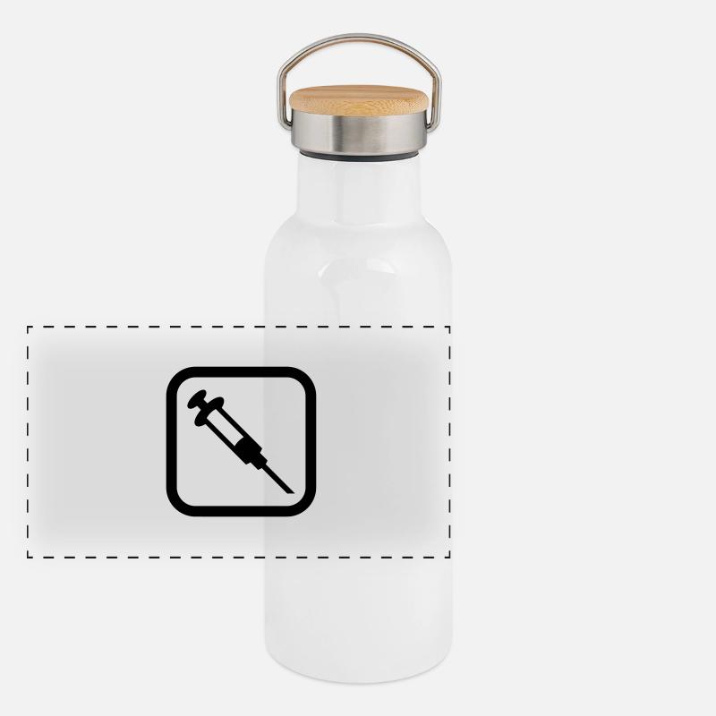 Spritze Logo Panorama Thermosflasche mit Bambusdeckel