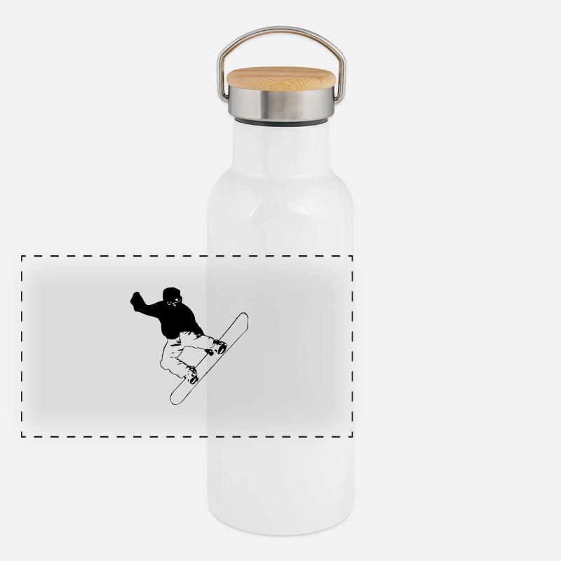 Snowboarding - Snowboarder Panorama Thermosflasche mit Bambusdeckel
